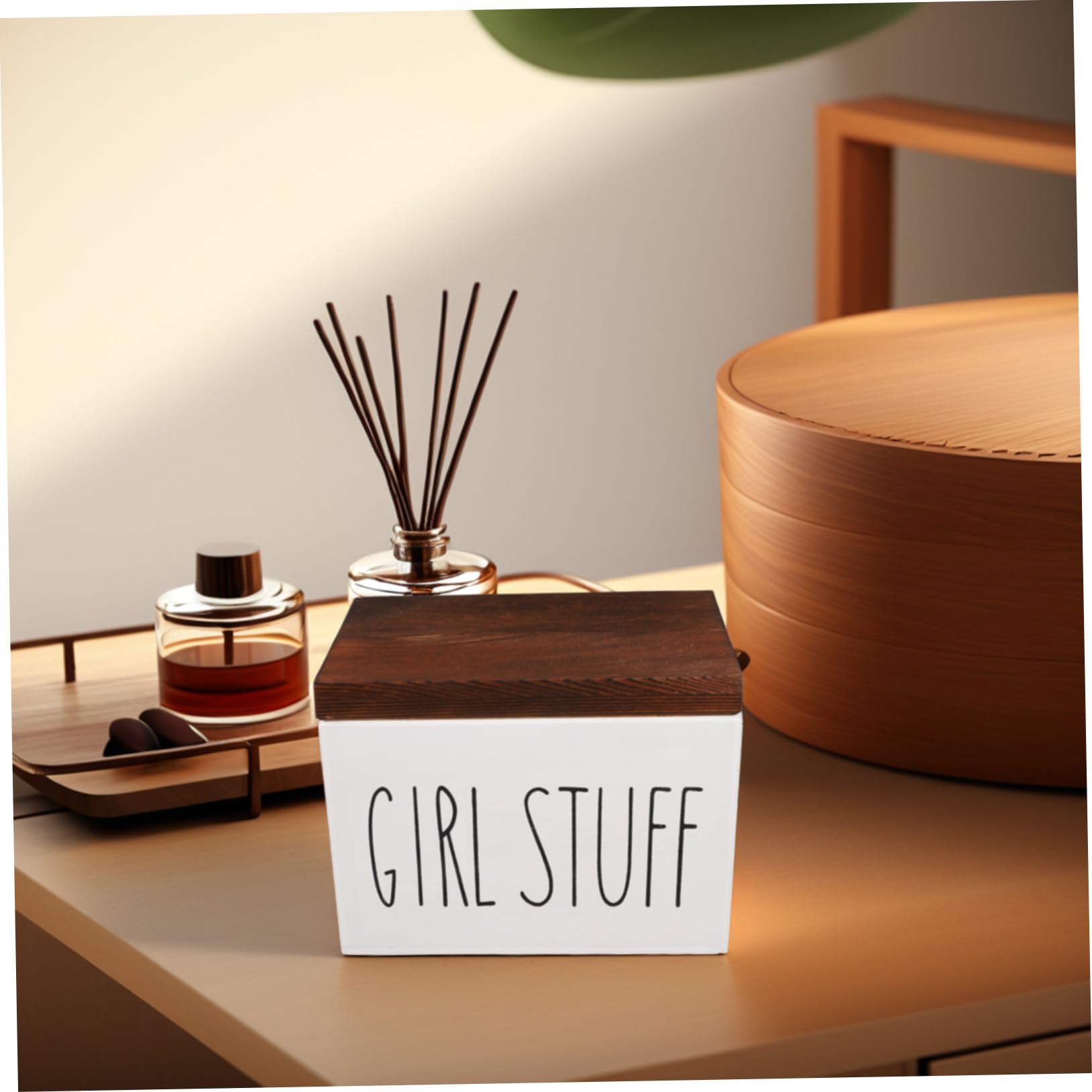 Scatola Legno Con Coperchio Per Assorbenti Contenitore Elegante e Funzionale Per Prodotti Femminili Per Decorare Bagno e Mantenere Ordine