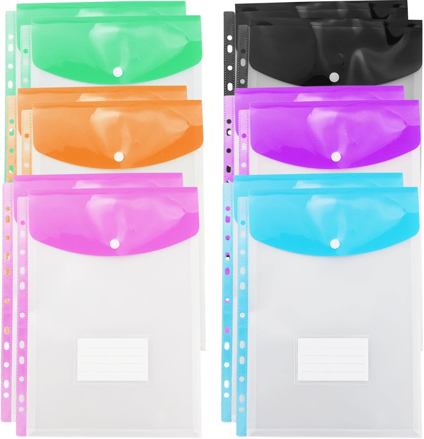 Plastic Wallets A4 Punched Pockets 12PCS Expandable A4 Plastic