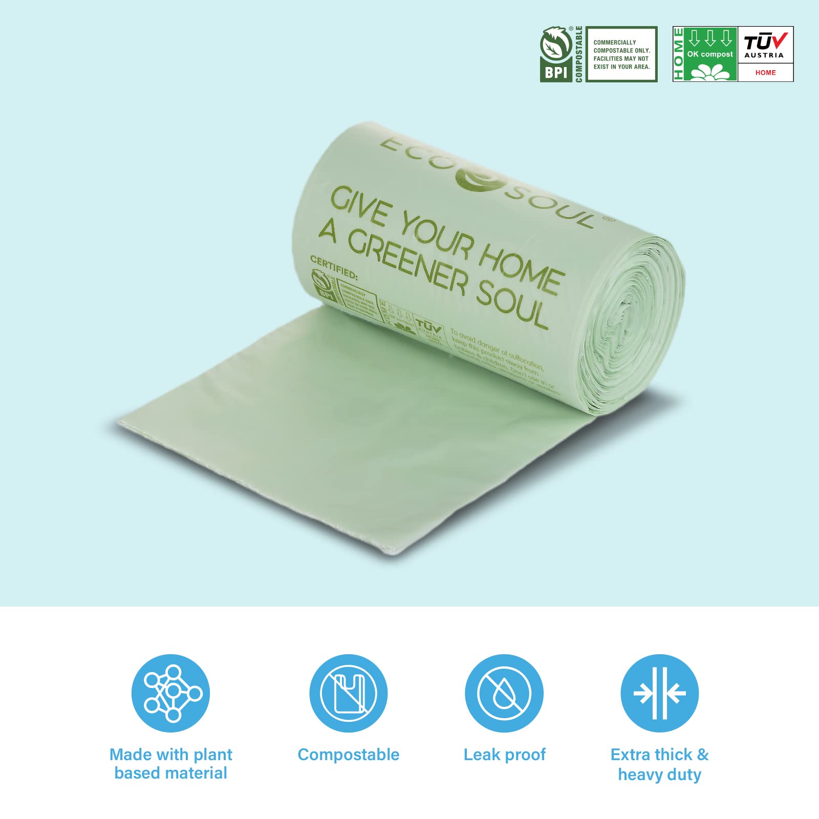 Bolsas de basura biodegradables 13 galones, 25 unidades