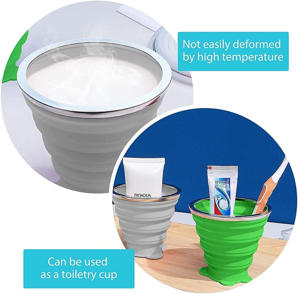 Gobelets De Voyage Pliables En Silicone - 270ml Avec Couvercle étanche | Parfait Rando, Pique-nique Et Camping