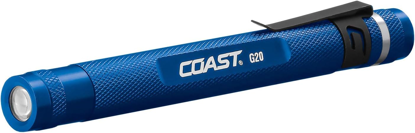 COAST® G20 Inspection Beam LED Penlight with Adjustable Pocket Clip and Consistent Edge-To-Edge Brightness, Blue, 54 lumens
