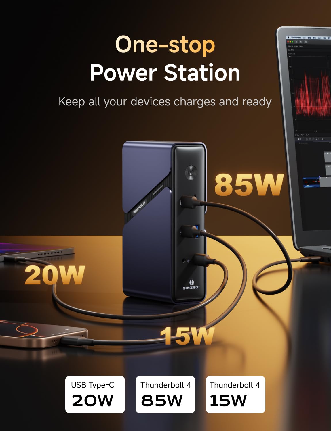 MINISFORUM TB4-01 Estación de acoplamiento con Thunderbolt 4
