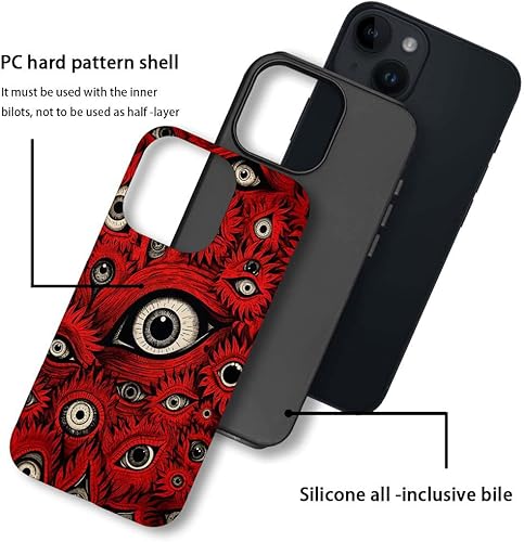 Miniatura 3 de CARLOCA Funda compatible con iPhone 14, diseño de ojos rojos para funda de TPU suave + PC duro 2 en 1, TPU suave antiarañazos, a prueba de golpes,