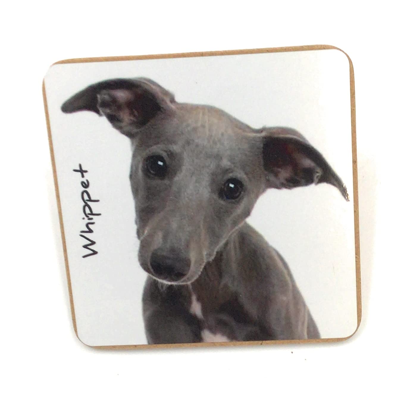 Royal County White Whippet Dog Pet Coaster For Drinks, Coffee, Tea. 9.5 X 9.5 Cm. Birthday Present, Christmas Stocking Filler, Dog Dad/Mum Gift, Dog Lovers.