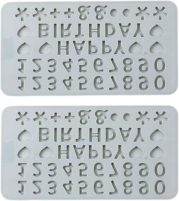 2 PACK Silicone Mini Letter Number Numeric Alphabet Happy Birthday Chocolate Molds Fondant for Cake baking Decoration (Number & Alphabet)