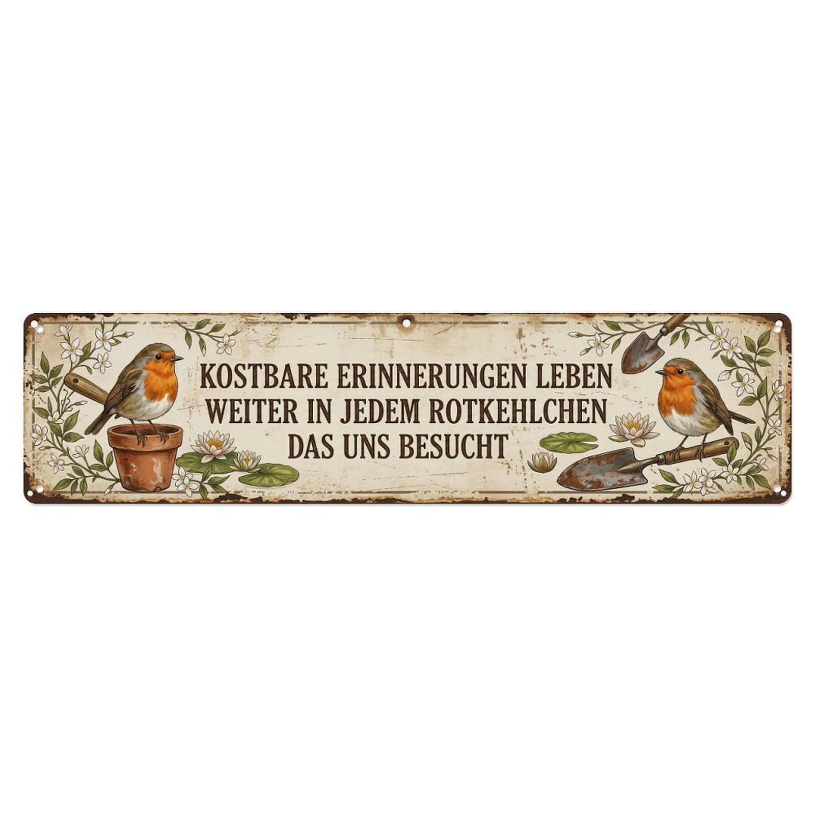 Robin Bird Garden Quote Erinnerung Metal Tin Skinny Sign Plaque Wall Decor for Cafe, Club Bar, Office, Home Garden Metal Poster 4x16Inch