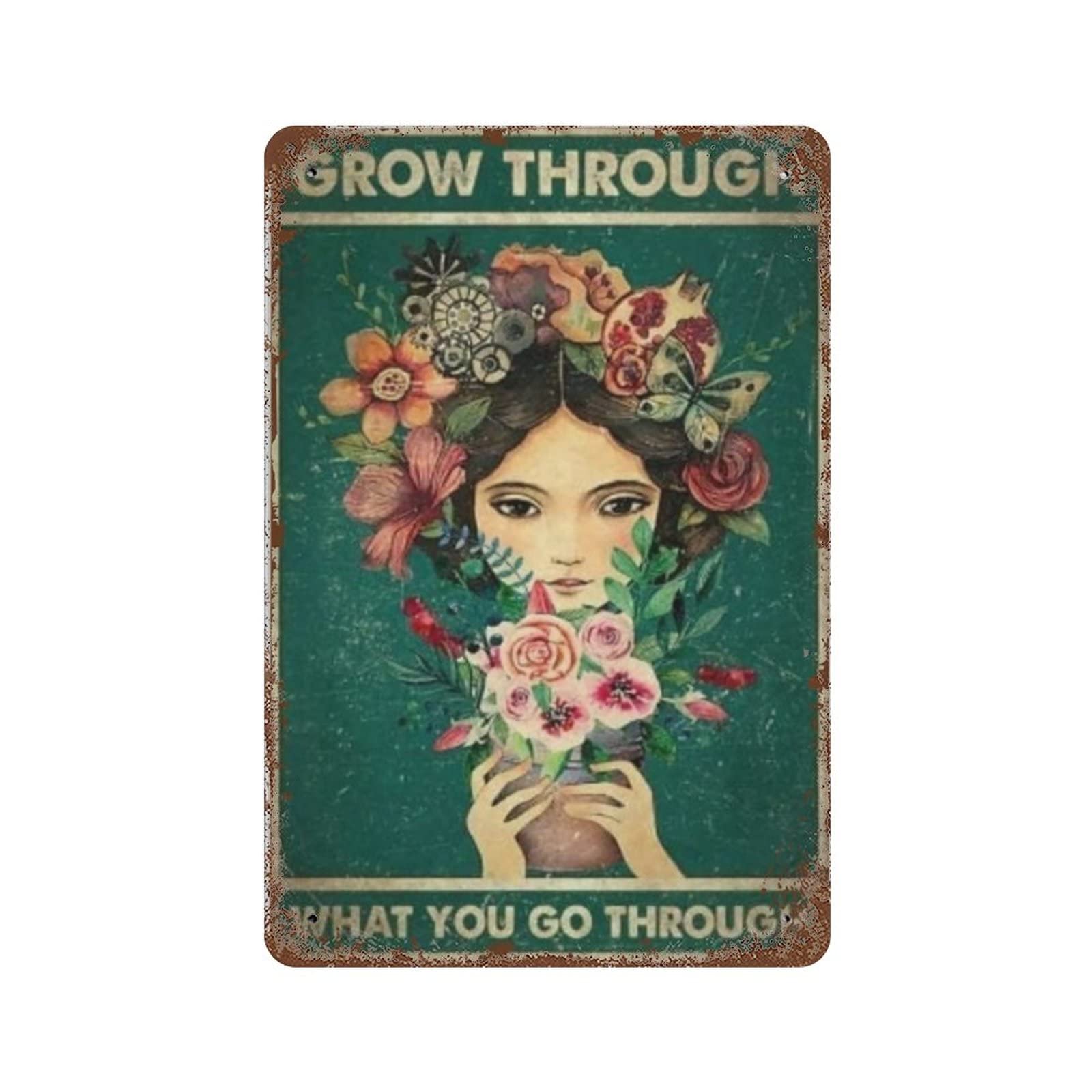 AOOEDM Grow Through Metal Tin Sign for Home Bar Pub Kitchen Wall Art Deocr Man Cave Vintage Metal Sign Poster Plaque Signs Quotes Sign