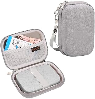 Canboc Hard Case for HP Sprocket Portable 2x3 Instant Photo Printer (Luna Pearl Case), Mesh Pocket fits Zink Photo Paper, Cable, Grey
