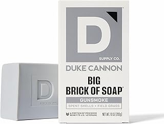 Duke Cannon Supply Co. Extra Large Bar Soap - Men's Natural Bar Soap with a Masculine Scent - Spent Shells + Field Grass - Body Soap for Men - All Skin Types - Big Brick of Soap - Gun Smoke (10 oz)