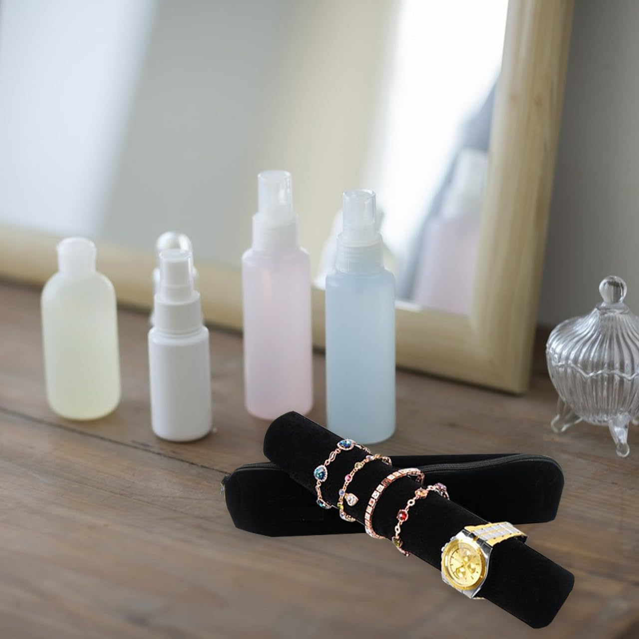 iplusmile Schmuckaufbewahrungsrolle für Armbänder und Uhren 13.78x3.94x3.15 Zoll weiches Material