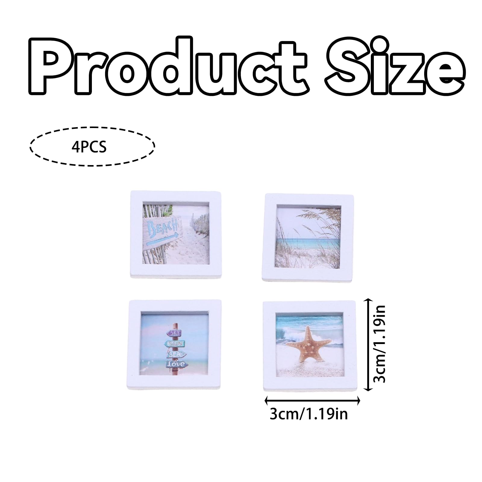 fKiZanthene Dolls House Accessories Mini Picture Frames Summer Beach Style - Image 2