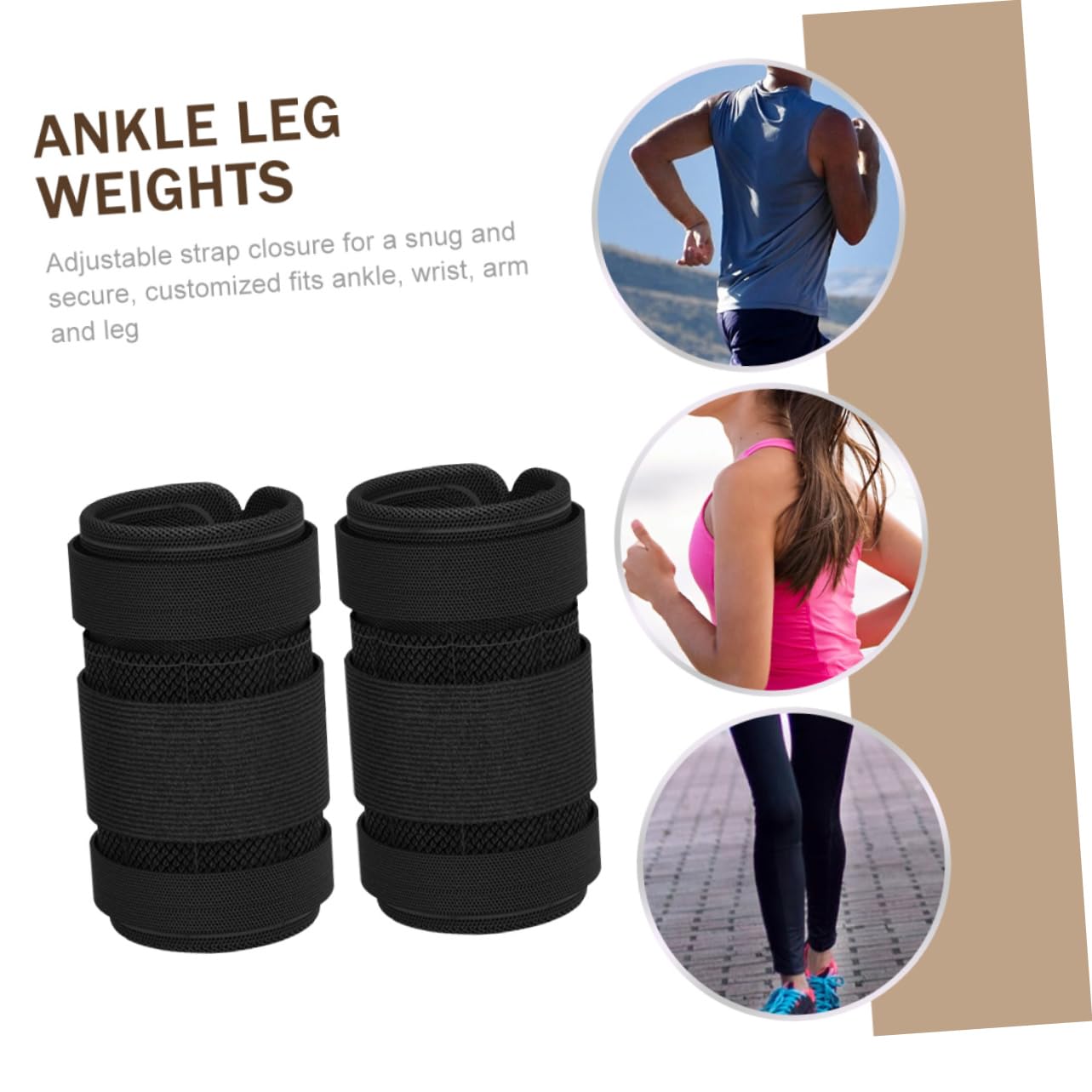 BESPORTBLE Pesas Ajustables para Tobillos y Muñecas, Cinturón de Ejercicio Placa de Acero y Tela Negra para Fitness y Rehabilitación Muscular