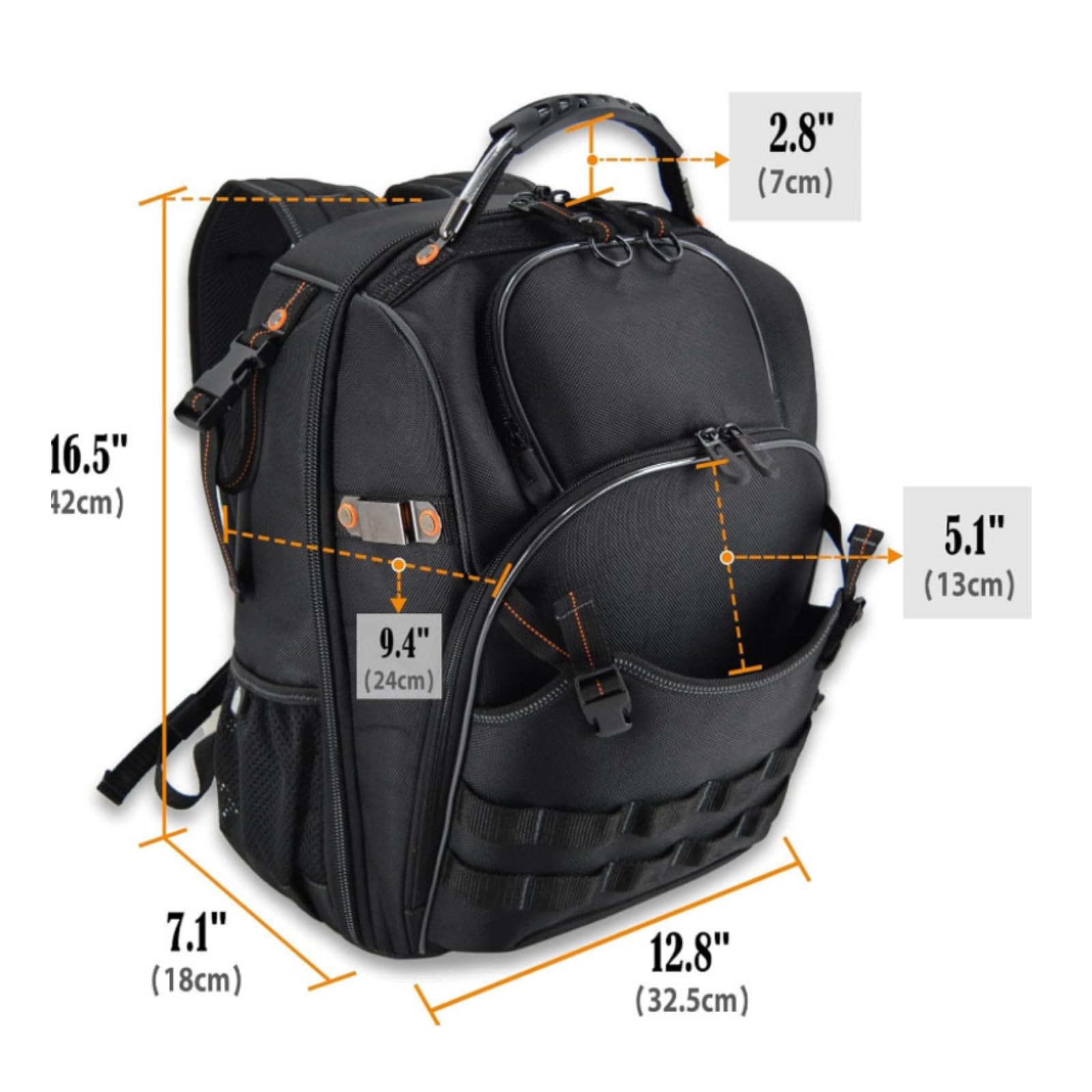 Sac à Dos Chantier Grand Volume | Multi-Poches, Sac à Dos Porte-Outils, Multipoches, pour Travaux Extérieurs, Professionnels du Bâtiment