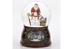 Roman 5-Inch Musical Revolving Christmas Snow Globe with Santa Claus and Snowman Duet