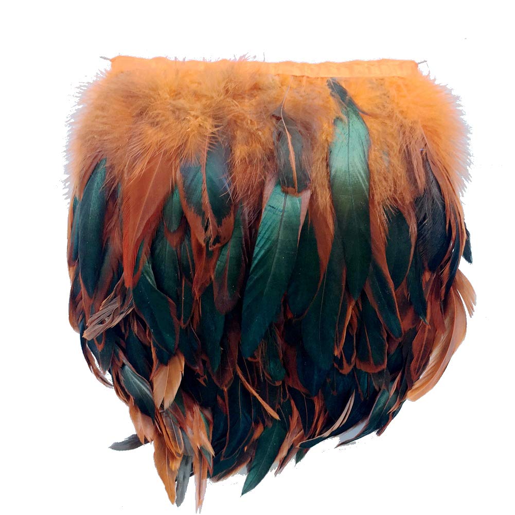Sowder Orange Rooster Hackle Feather Fringe Trim 5-7" In Width Pack Of 5 Yards(Orange)