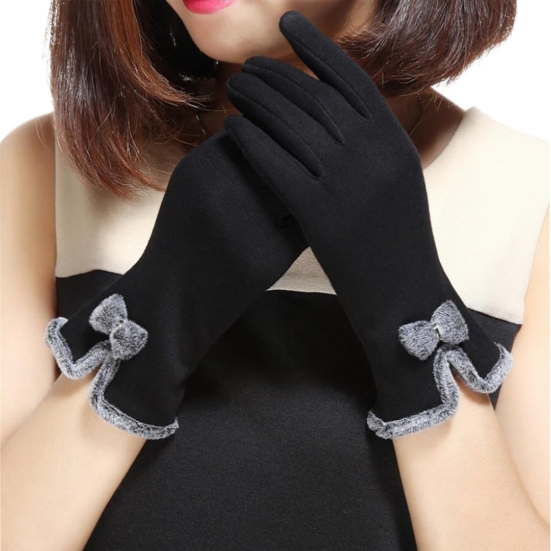 reffer women wool gloves cute pattern knitted (warm velvet inside) Suede stretchy windproof touchscreen finger winter gloves for women girls-picture-42
