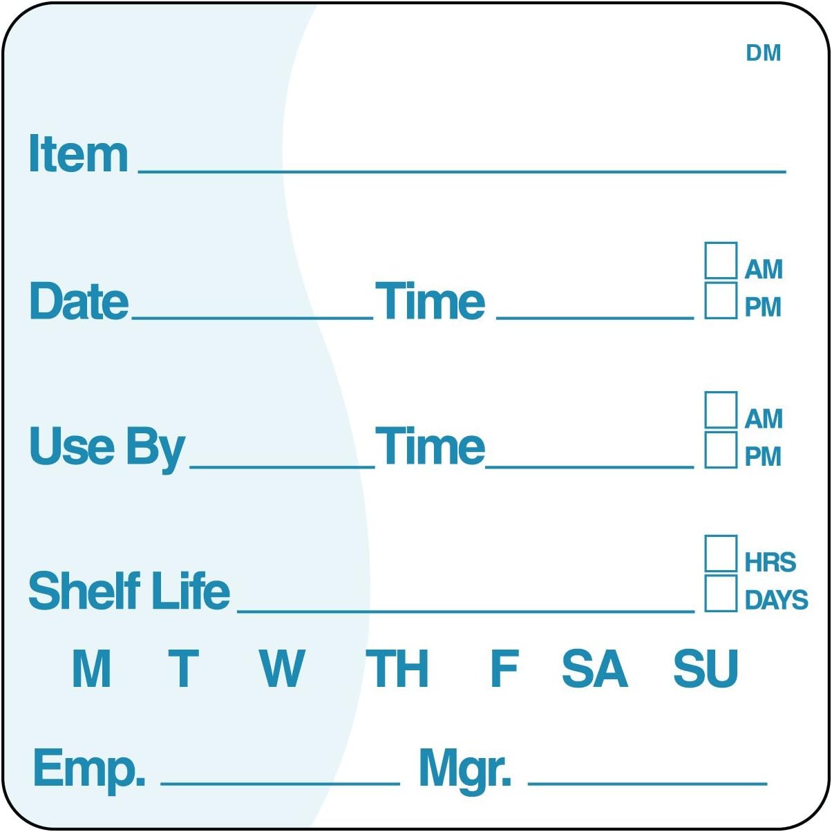 DayMark Safety Systems DissolveMark IT112437 Item/Date/Use-by Shelf-Life Label, 2" x 2", White, Roll of 250