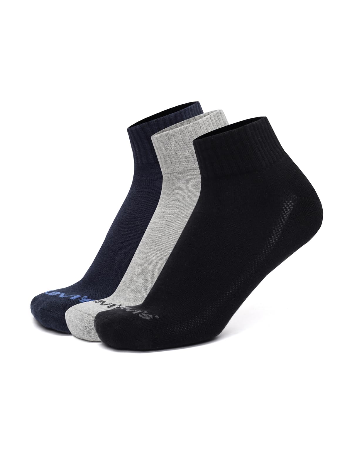 LS201 Men's Cotton Stretch Mid Cut Half Terry Socks with Cushioned Sole (Pack of 3)