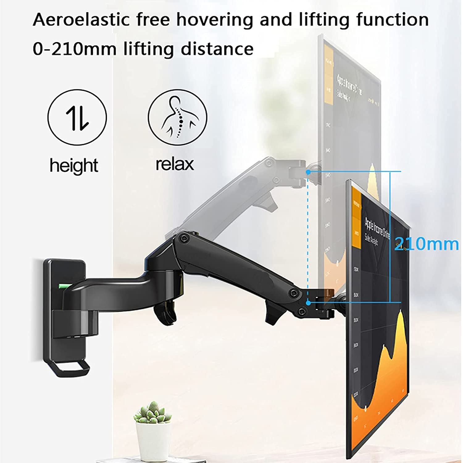Soporte de pared para TV, inclinación giratoria y soporte de extensión para televisores LCD de 30 a 40 pulgadas, diseño de elevación y elevación, fácil instalación y ajuste