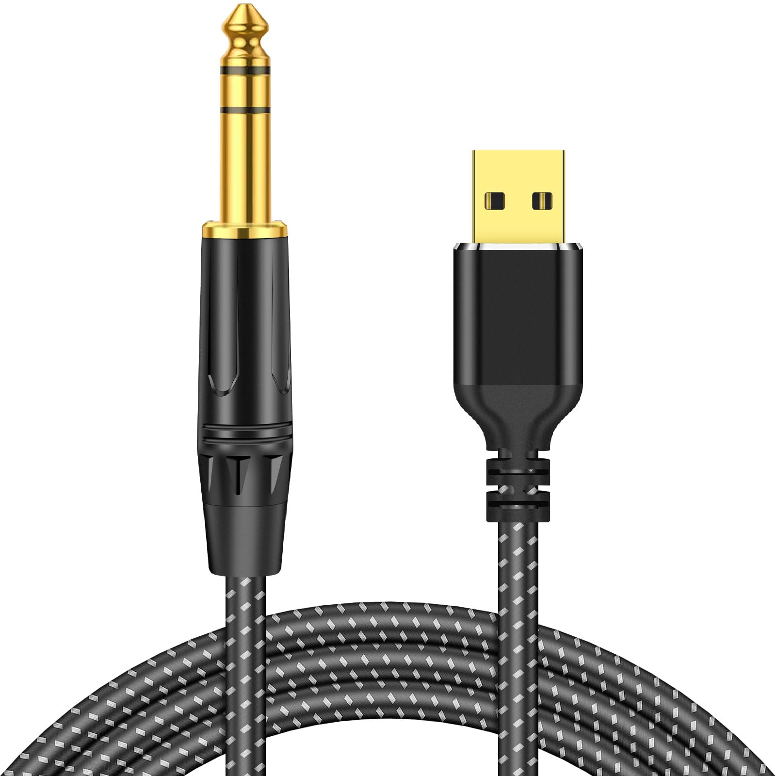 Rliwov USB to 1/4 TRS Stereo Audio Cable, 6.6FT USB A to 6.35mm 1/4 inch Male Audio Adapter for Laptop, Windows, PC, Amplifier, Speaker, Note: NOT