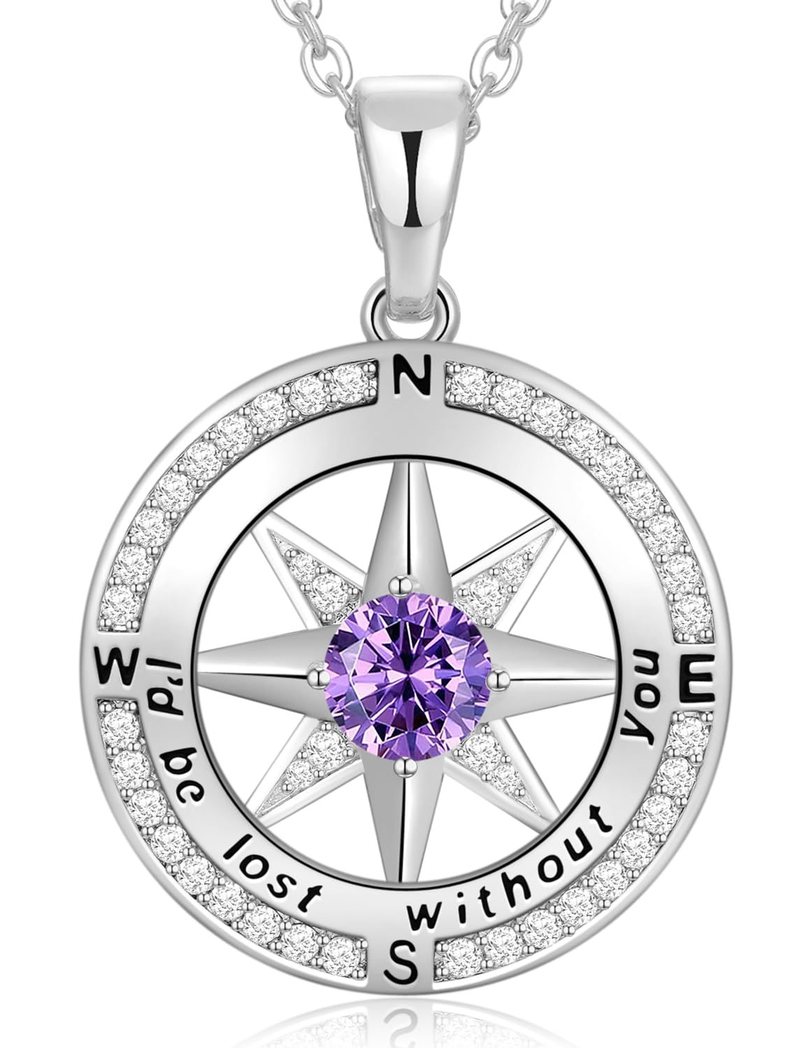Peeshow Compass Birthstone Necklace