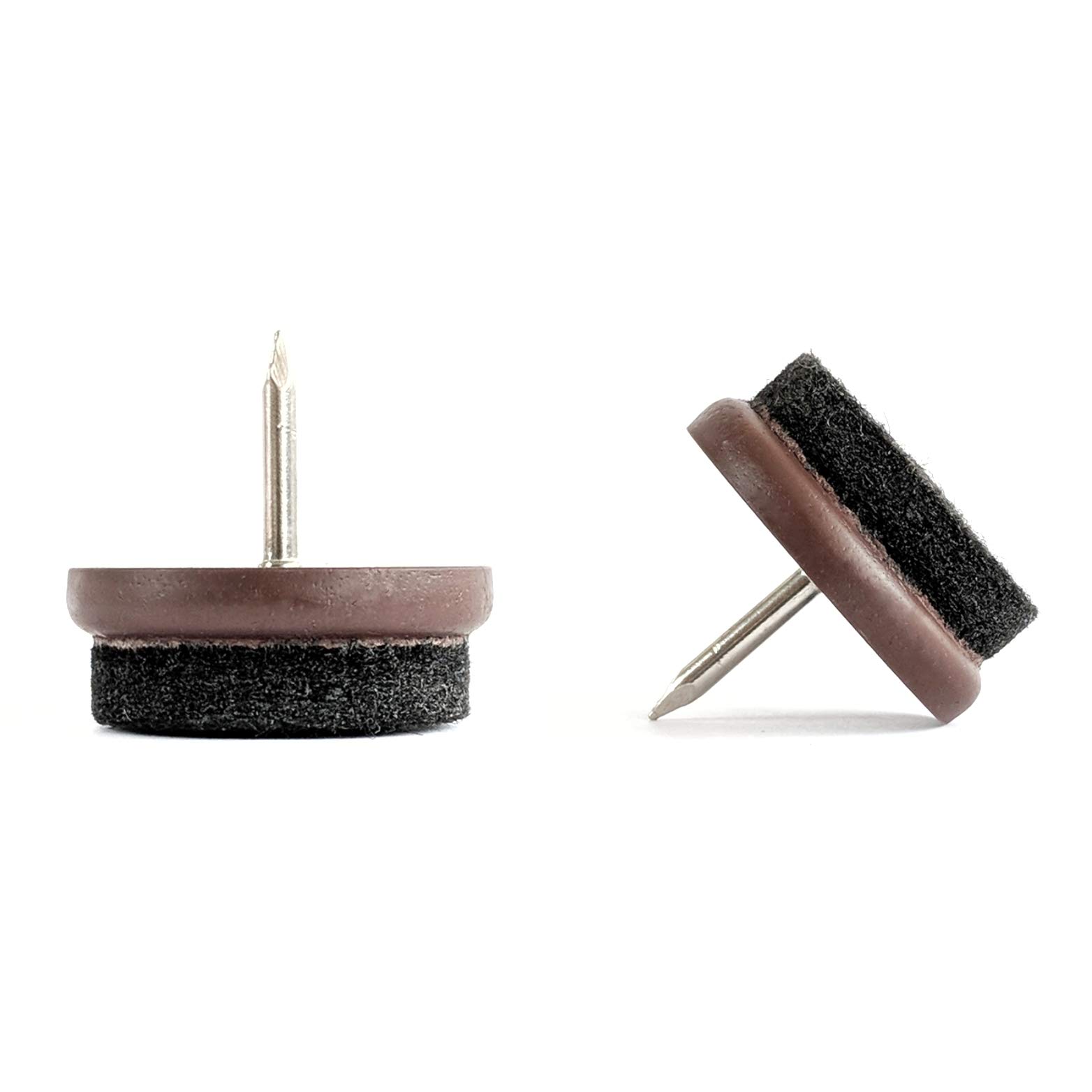 Felt Furniture Gliders. Nail In Chair Sofa Feet Pads (Brown, 27mm, 48 Pack, Free 2mm Drill Bit)- (See Second Image for Dimensions) Quality Floor Protectors by Keay Vital Parts- Made in Germany โ image 1