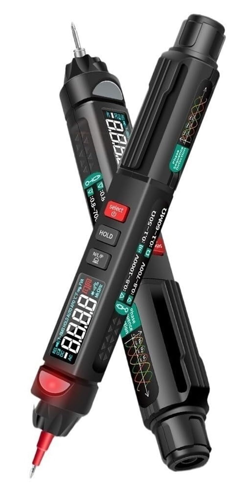 Medidor de voltaje, Pinza Amperimétrica Probador De Voltaje Detector Pantalla LCD Sensor CA Sin Contacto Pluma Verificación Cable