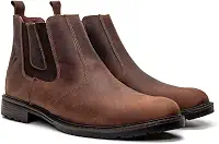 Botina Bota Masculina Chelsea Couro Legitimo Conforto Macio Café
