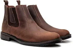 Botina Bota Masculina Chelsea Couro Legitimo Conforto Macio Café