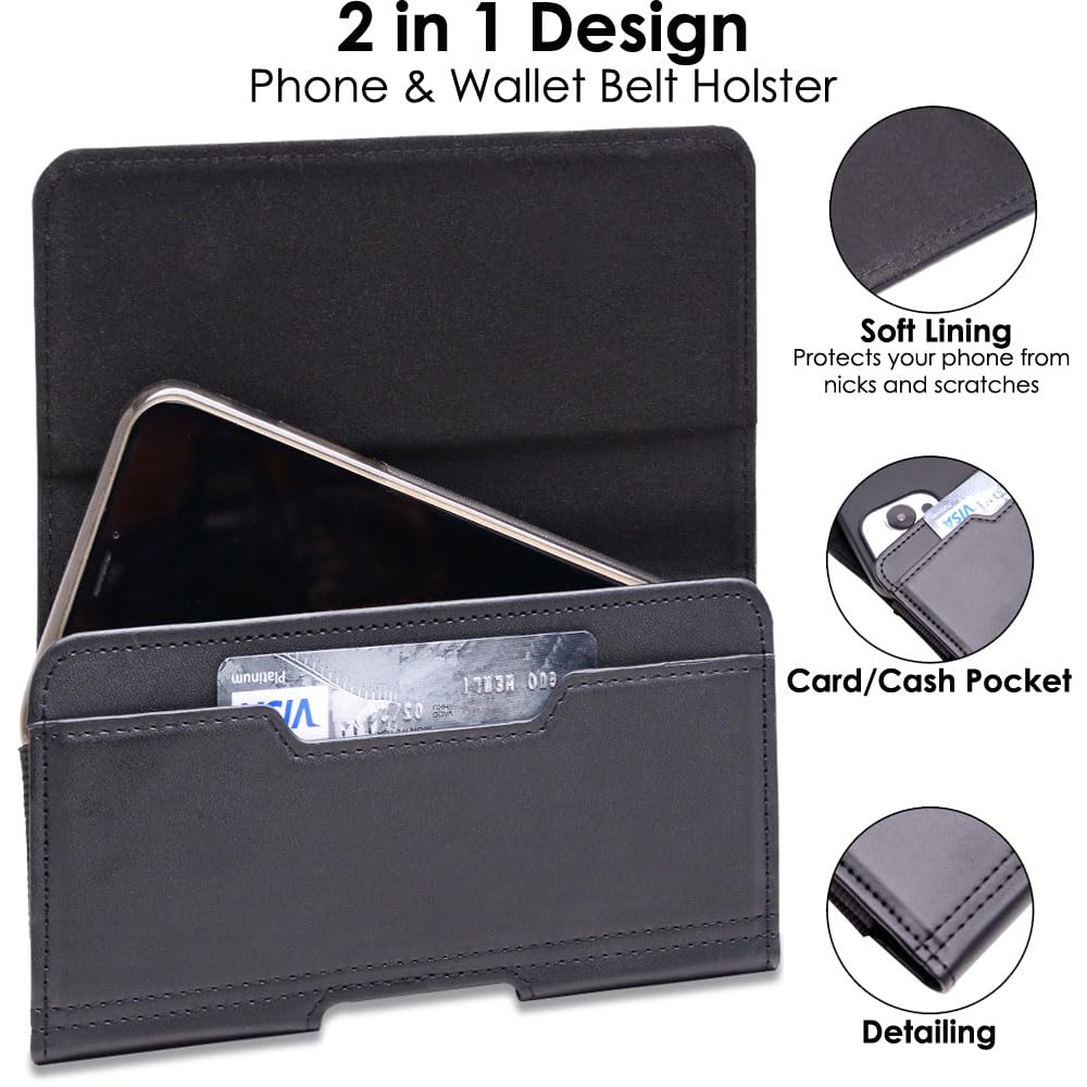 TECHGEAR RFID Blocking Card Holder PU Leather Holster Pouch Case with Belt Clip & Loop for OnePlus 13 11R 10T 10R 10 Pro - Image 2