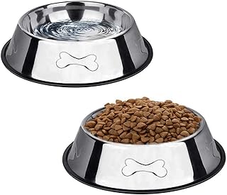 2 Stainless Steel Dog Bowls,Dog Feeding Bowls,Dog Food Plate Bowls With Non-slip Rubber Bases,Small Pet Feeder Bowls And Water Bowls (S- 350 ml/11.8oz)