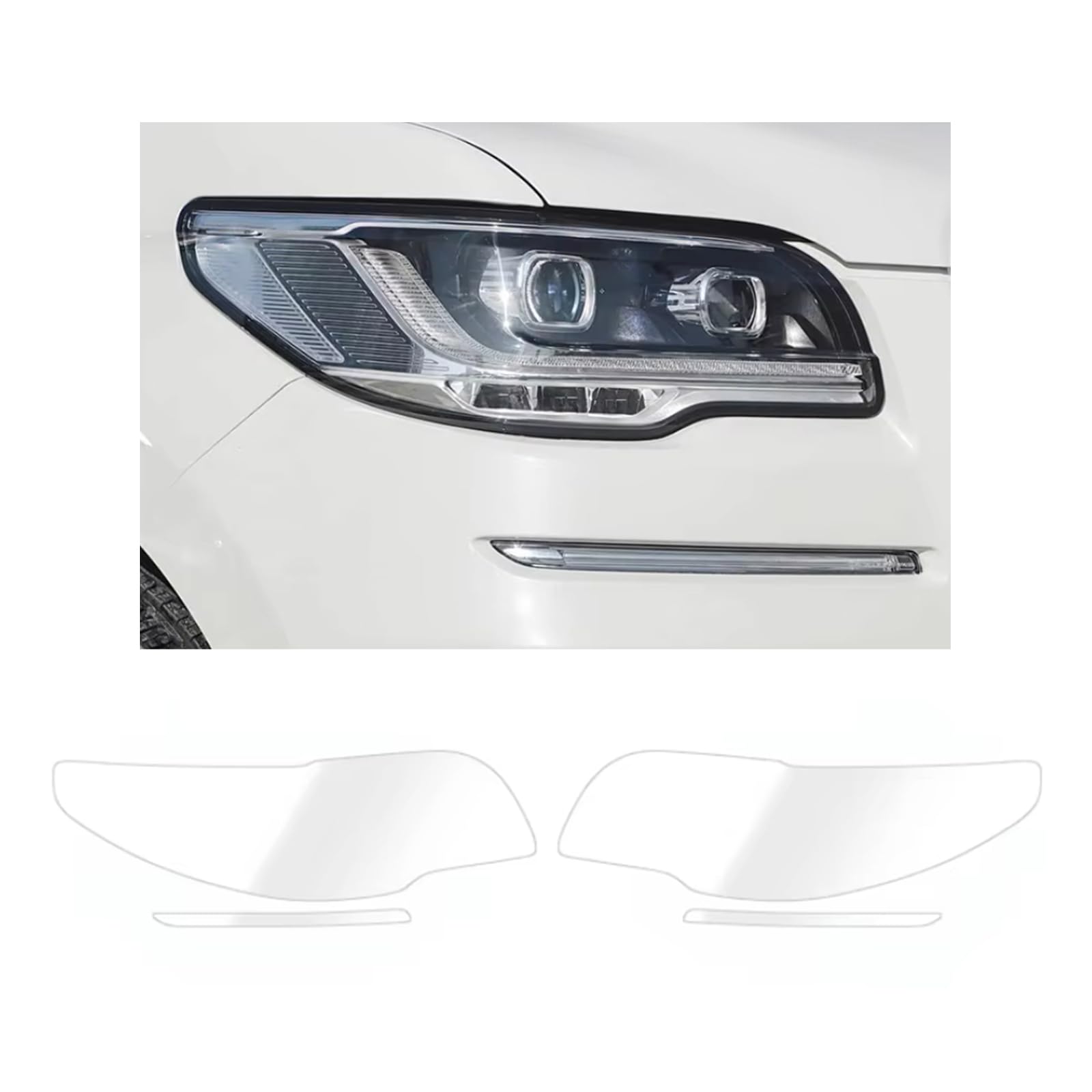 Headlight Film for Lincoln Navigator 2021-2024, 1Set Transparent/Smoke Black Car Headlight TPU Protective Film
