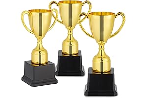 BLUE PANDA Mini Gold Trophies for Kids - 3 Pack 7 Inch...