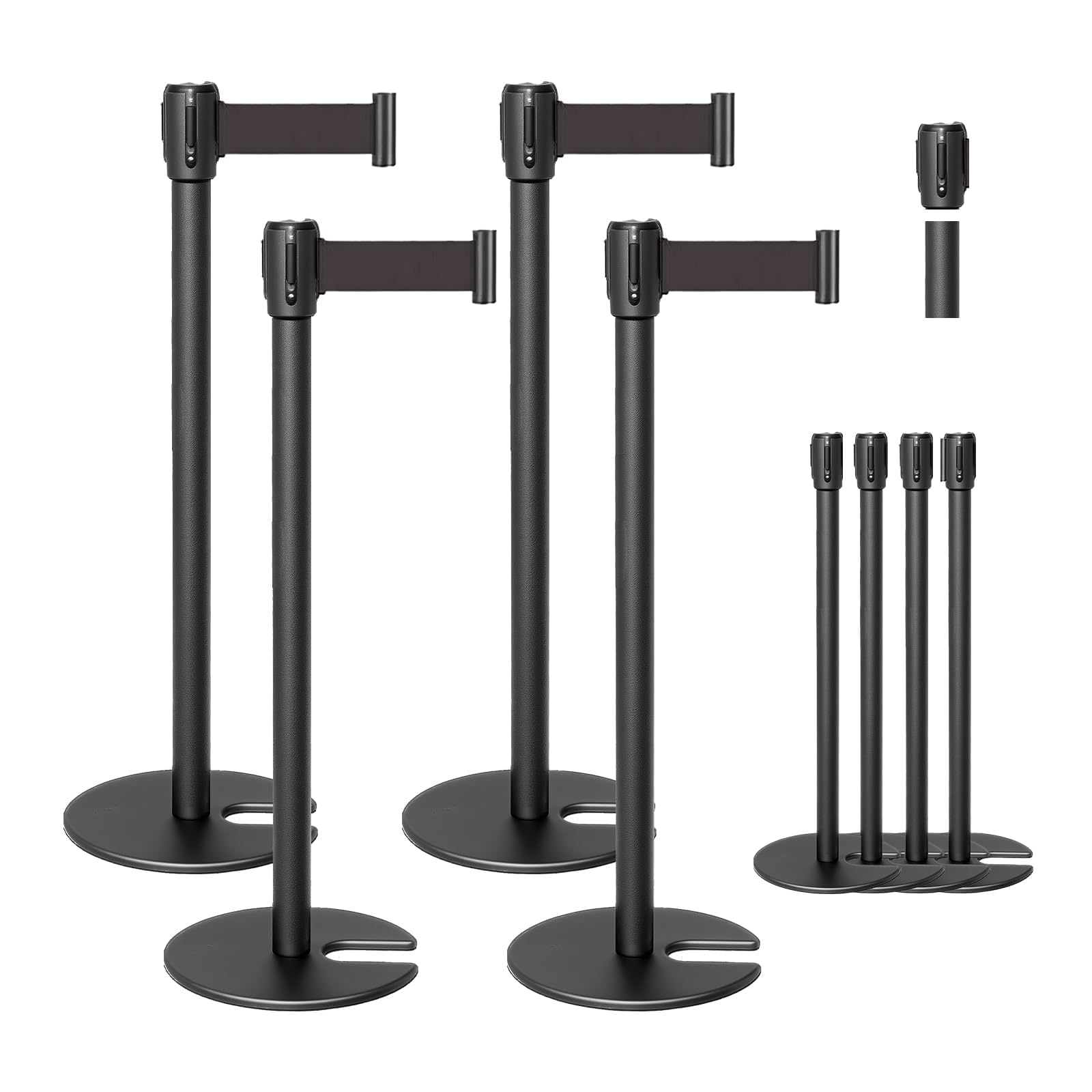 ポールパーテション ポール黒 ベルト黒 4本セット Amazon | NODIBRO ベルトパーテーション 4本セット4方向連結 移動が