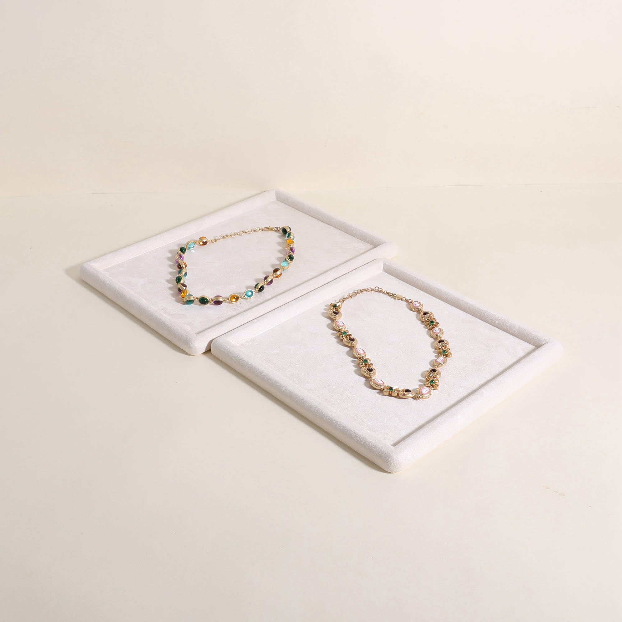Plateau Présentation Bijoux Velours - Vert, Moyen 30x22 Cm - Organisateur Vitrine