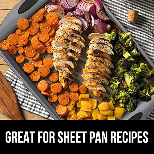 Gorilla Grip Nonstick, Heavy Duty, Carbon Steel Bakeware Sets, 6 Piece Baking Set, Rust Resistant, No Bending Or Popping, Silicone Handle, 2 Cookie Sheets, Round Cake Pans, 12 Cup Muffin Tins, Black #TOP4