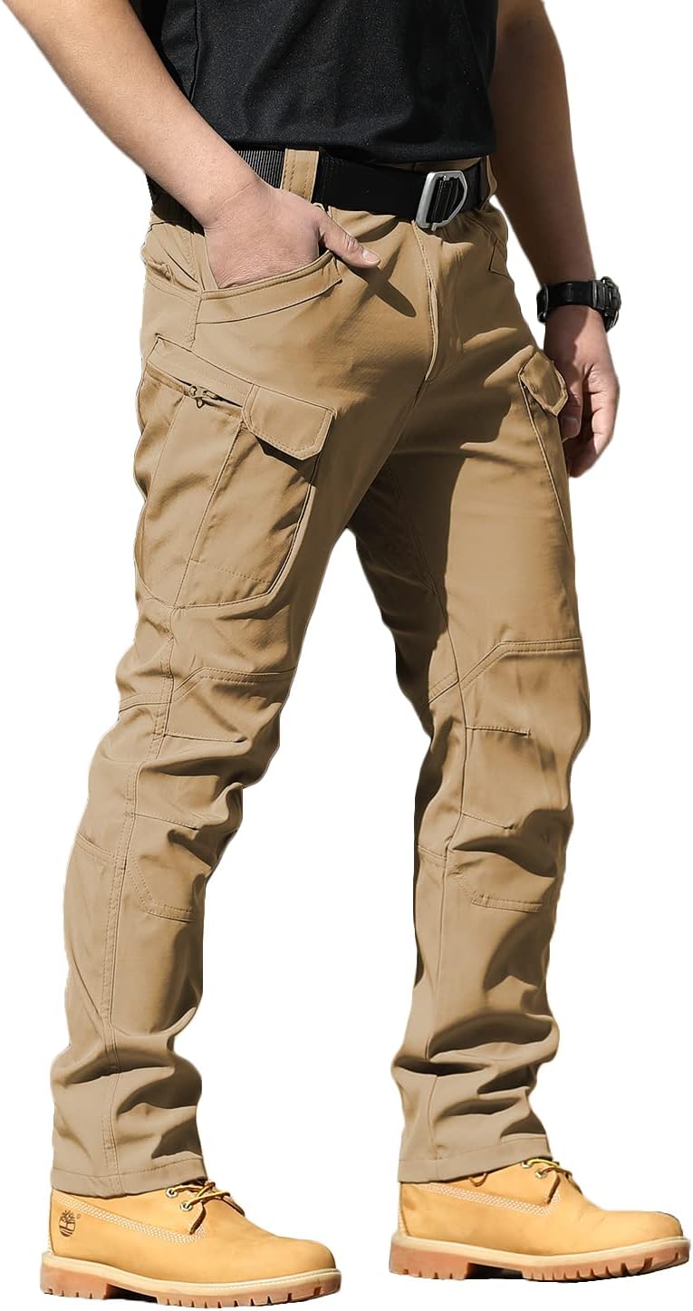 AUTIWITUAMen's Tactical Pants Water Resistant Flex Ripstop Cargo Pants Lightweight Hiking Pants with Multi Pockets(No Belt)