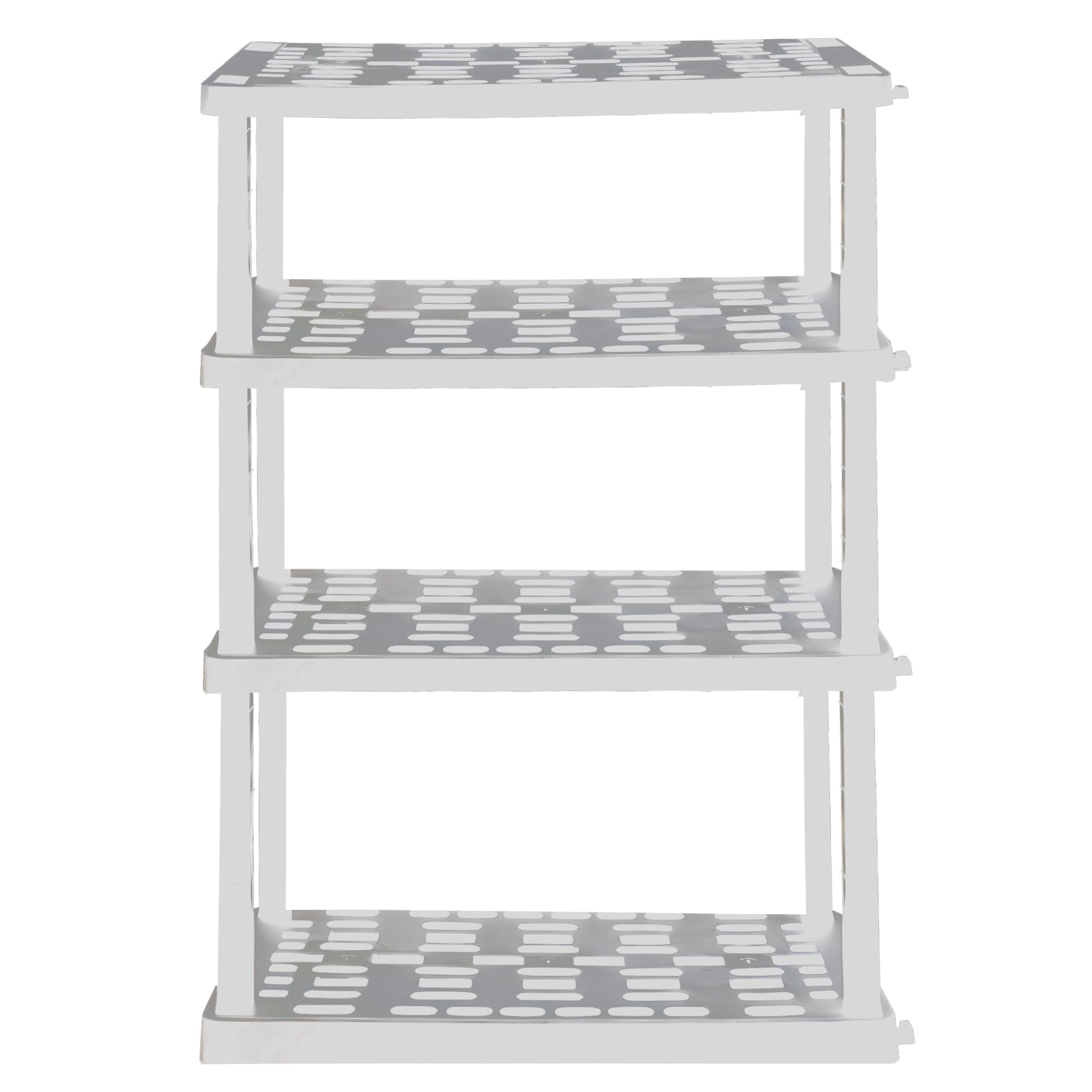 Oskar 4 Tier Plastic Shelf, Garage Shelving Unit, Rack and Storage Shelves - Ideal for Storage Shed, and Shelf Organizer - Perfect for Garage Storage and Shelving Solutions- White