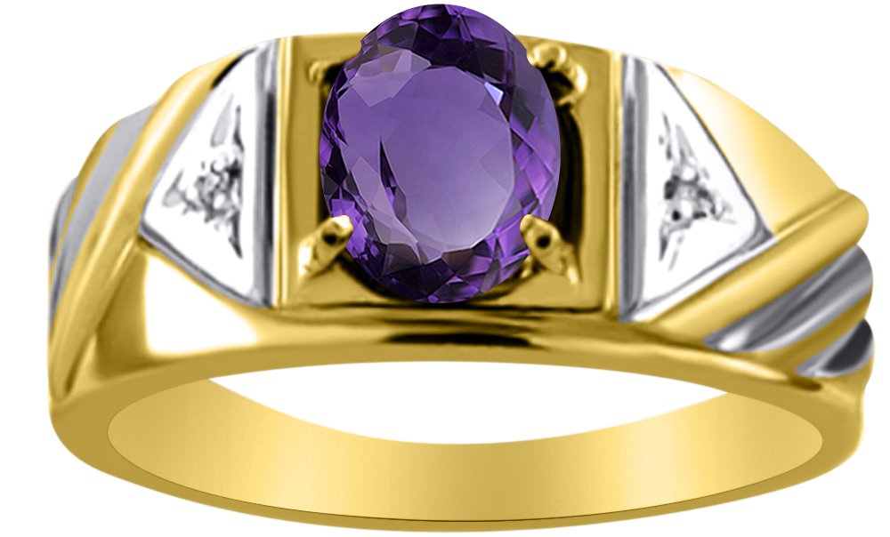 Anillo de plata de ley o chapado en oro amarillo con zafiro y diamante para hombre
