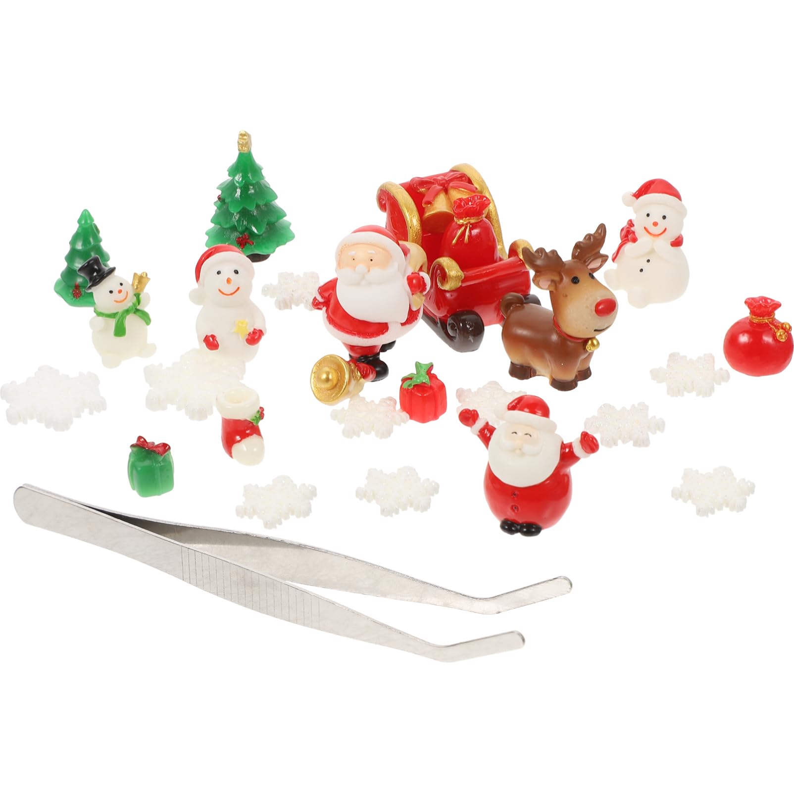27pezzi Mini Ornamenti Natalizi in Resina Di Decorazioni Forma Di Cartone Animato Per Progetti Di Fai Da Te Miniatura e Scene Natalizie