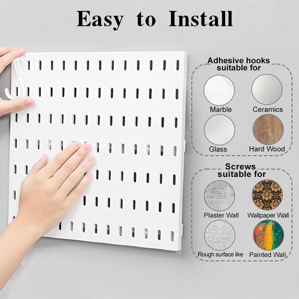 Set di lavagnetta combinata, organizzatore da parete con 2 lavagne, 1 scatola di immagazzinaggio, 2 ripiani, 5 ganci, 2 grandi ganci, lavagne per la conservazione della parete