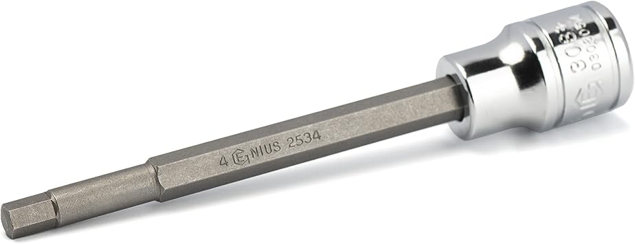 Genius Tools 3/8 Dr. 4mm Hex Bit Socket 110mmL - 308+2534