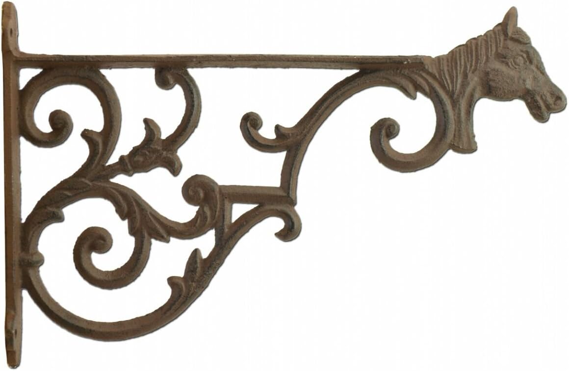 Horse Head Decorative Plant Hanger Large Cast Iron Hanging Flower Basket Hook 13.375"