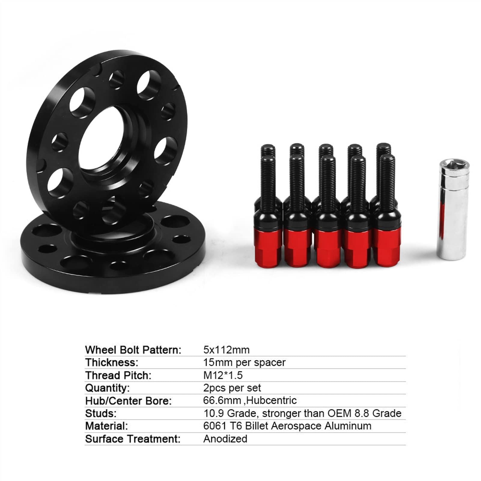 15mm 5x112mm 66,6mm piasta z otworem centrycznym dystansowe koła