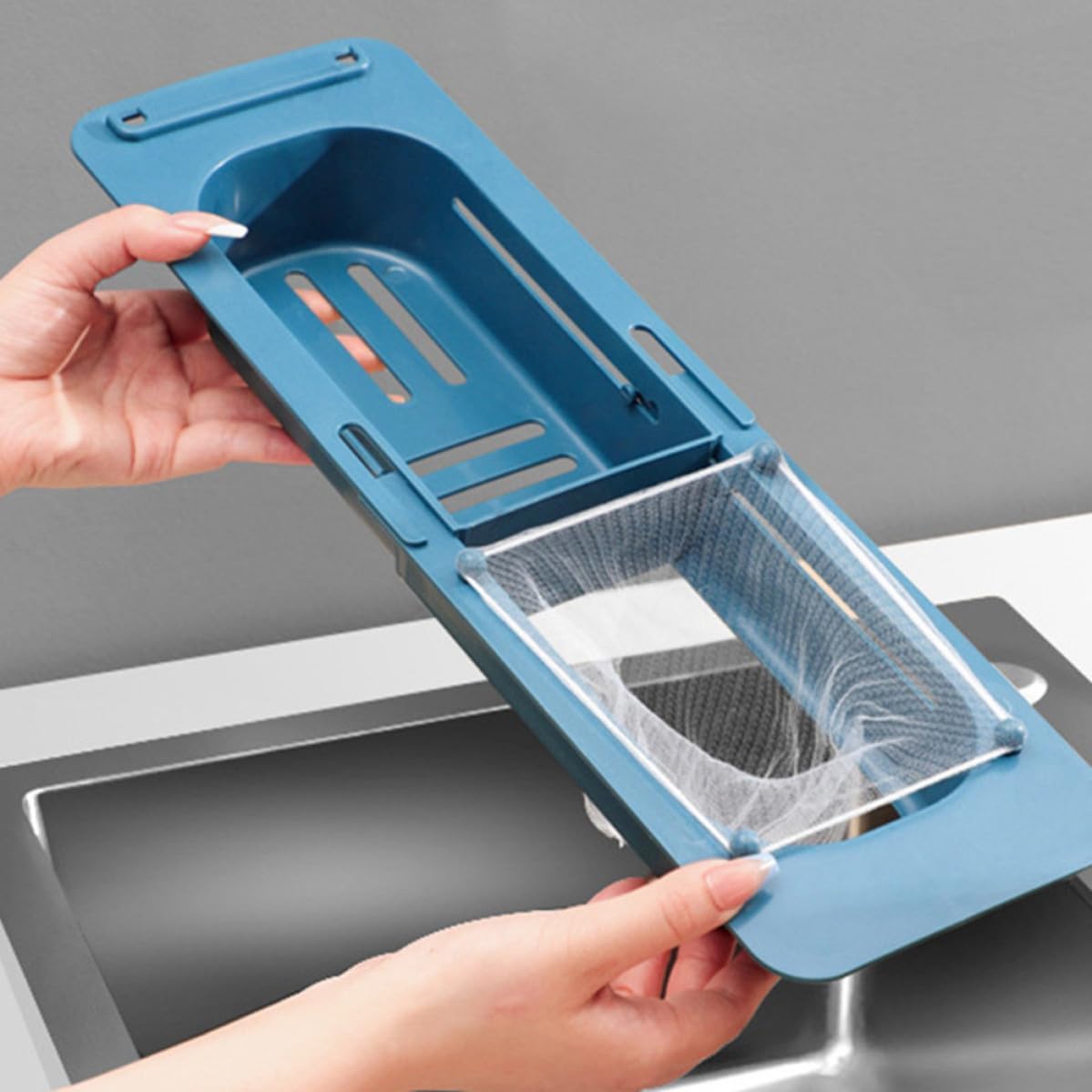 Expandable Kitchen Sink Organizer Rack with Filter Bag Holder image 5