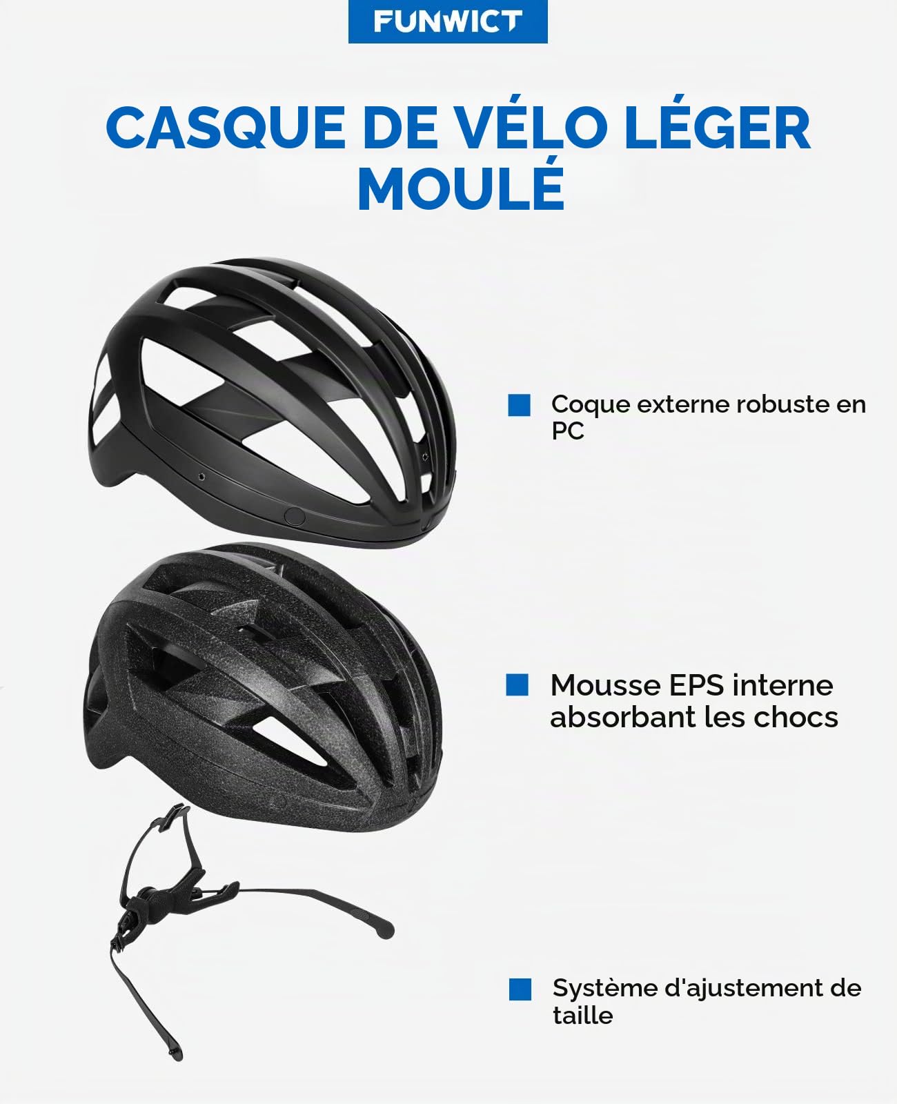 Casque Velo Homme Femme avec Visiere et Lunettes Détachables, Casque Vélo Casques VTT avec Feu Arrière à LED Rechargeable, Casque Cyclisme pour Adulte et Adolescent (L: 57-61 cm, Noir)