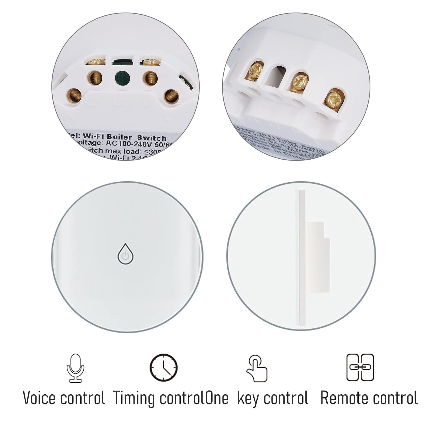 WiFi Water Boiler Switch Smart Remote Control Wall Switch for Water Heater with Voice Control Flame Retardant PC Tempered Glass 100 240V 20A 4000W