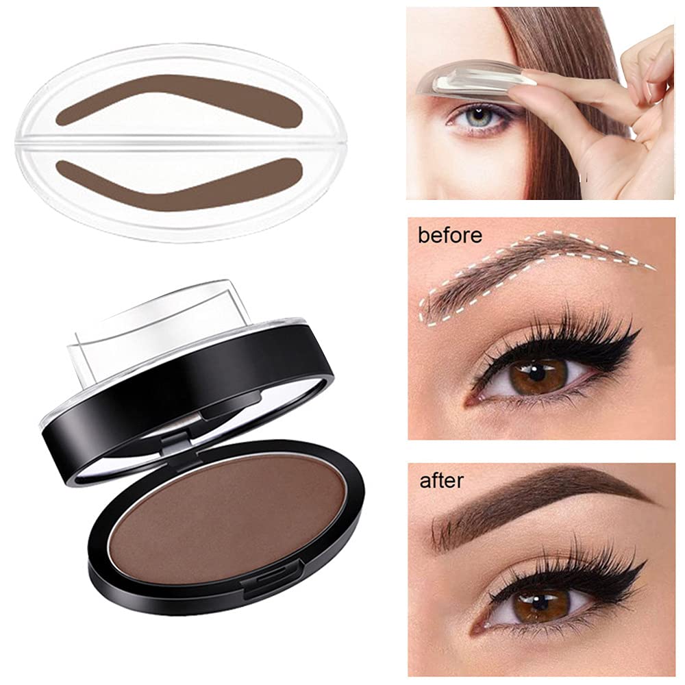 Proszek do stempla na brwi Perfect Eyebrow Power Seal Nature Brow Stamp Narzędzie do makijażu Delikatny kształt brwi dla profesjonalistów i początkujących (#4 Czarno-szary)