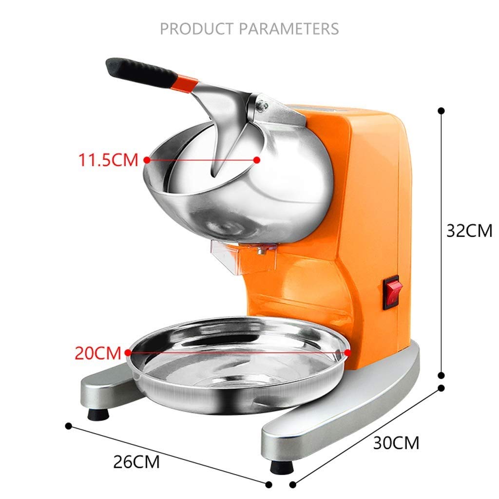 Electric Ice Crusher Shaver Snow Cone Maker Machine Orange 200lbs/hr for Home and Commerical Use