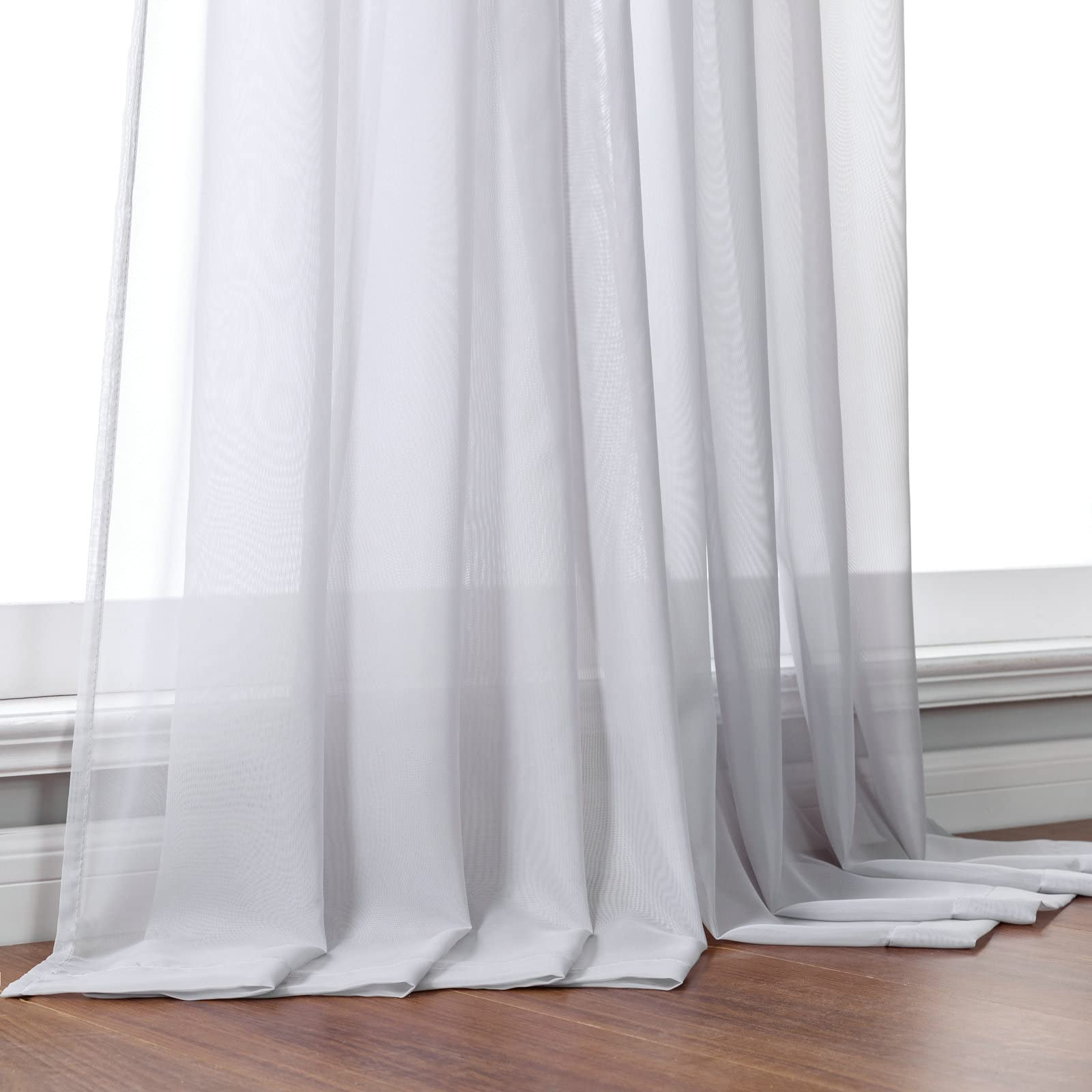 Aeici Voilage Salon, Rideau de Fenetre de Chambre 107x160 cm Rideau Lot de 2 Salon Couleur Pure Tige de Poche, Polyester, Gris Clair